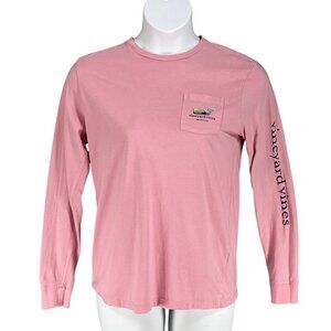 Vineyard Vines California XL Pink T Shirt Rainbow Whale Long Sleeve Spell Out